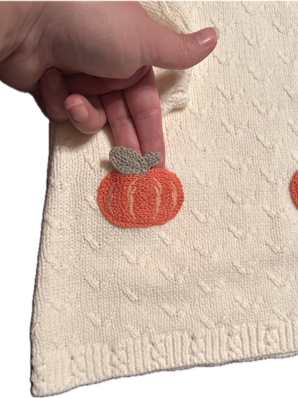 Max Studio Baby Cream Knit Cottagecore Fall Dress Orange Pumpkin Pockets 3-6m - Picture 3 of 8